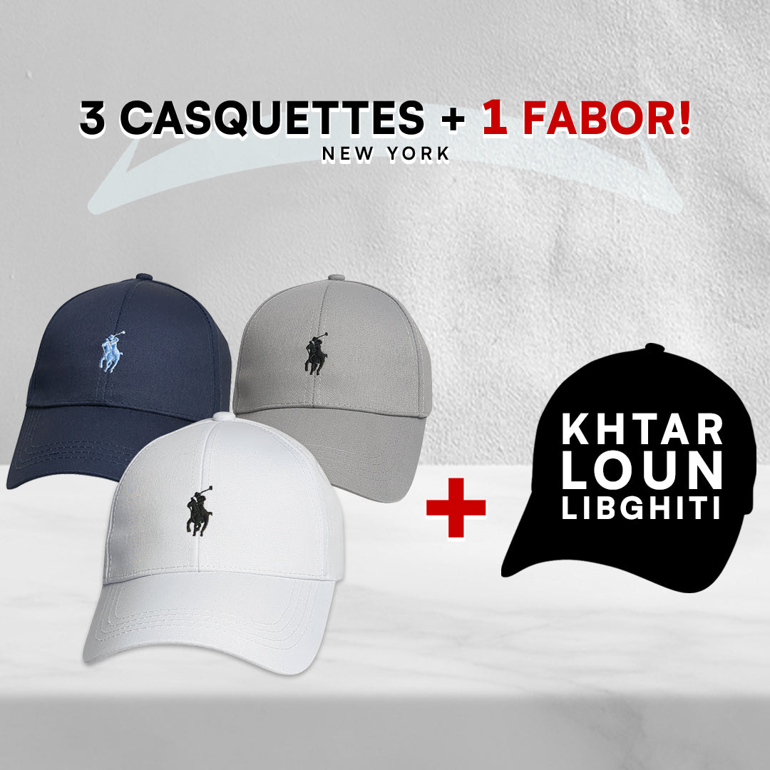 Pack 3 Casquettes Polo + 1 Fabor!