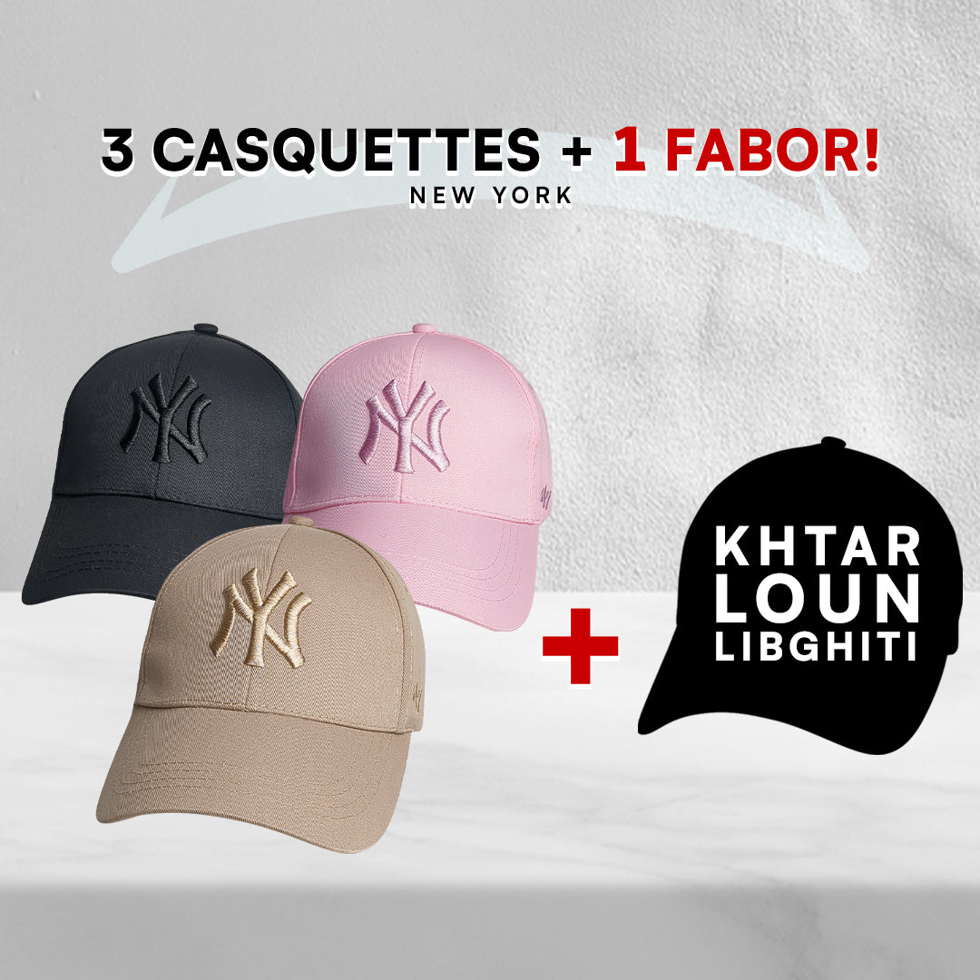 3 Casquettes New York + 1 Fabor !