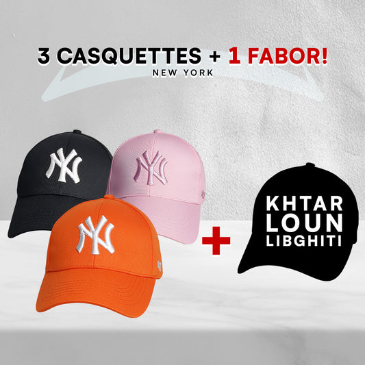 3 Casquettes New York + 1 Fabor !