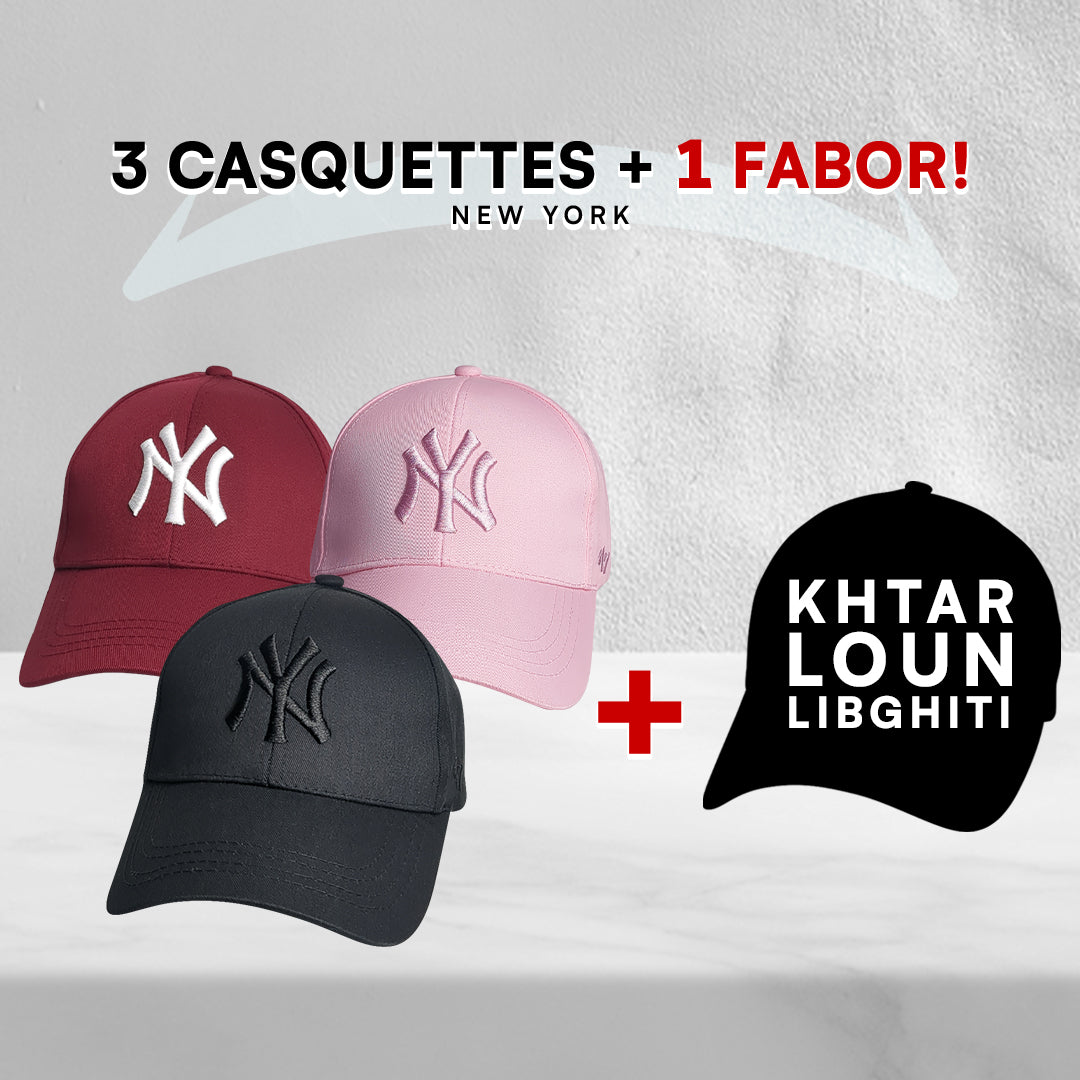 3 Casquettes New York + 1 Fabor !