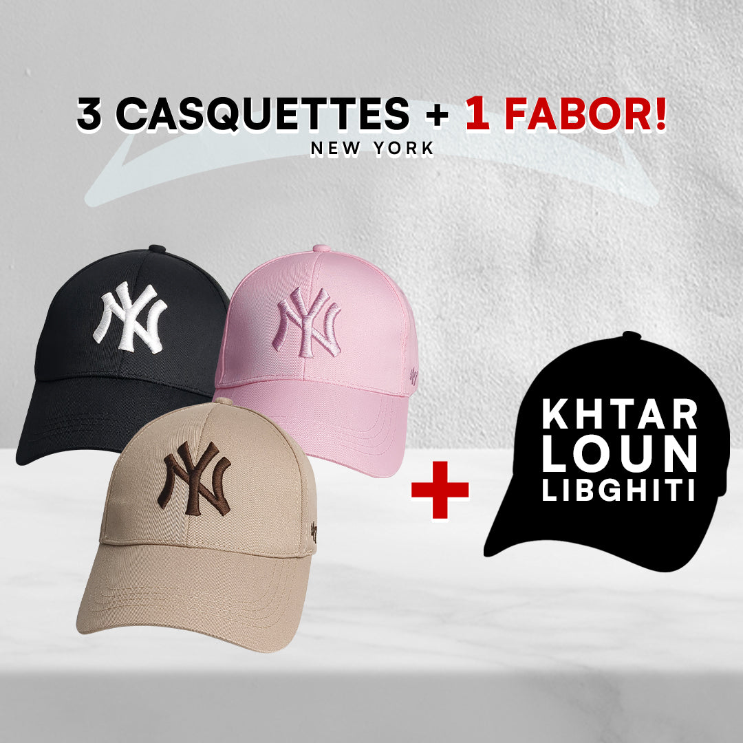 3 Casquettes New York + 1 Fabor !