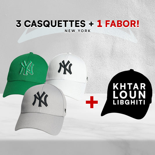 3 Casquettes New York + 1 Fabor !