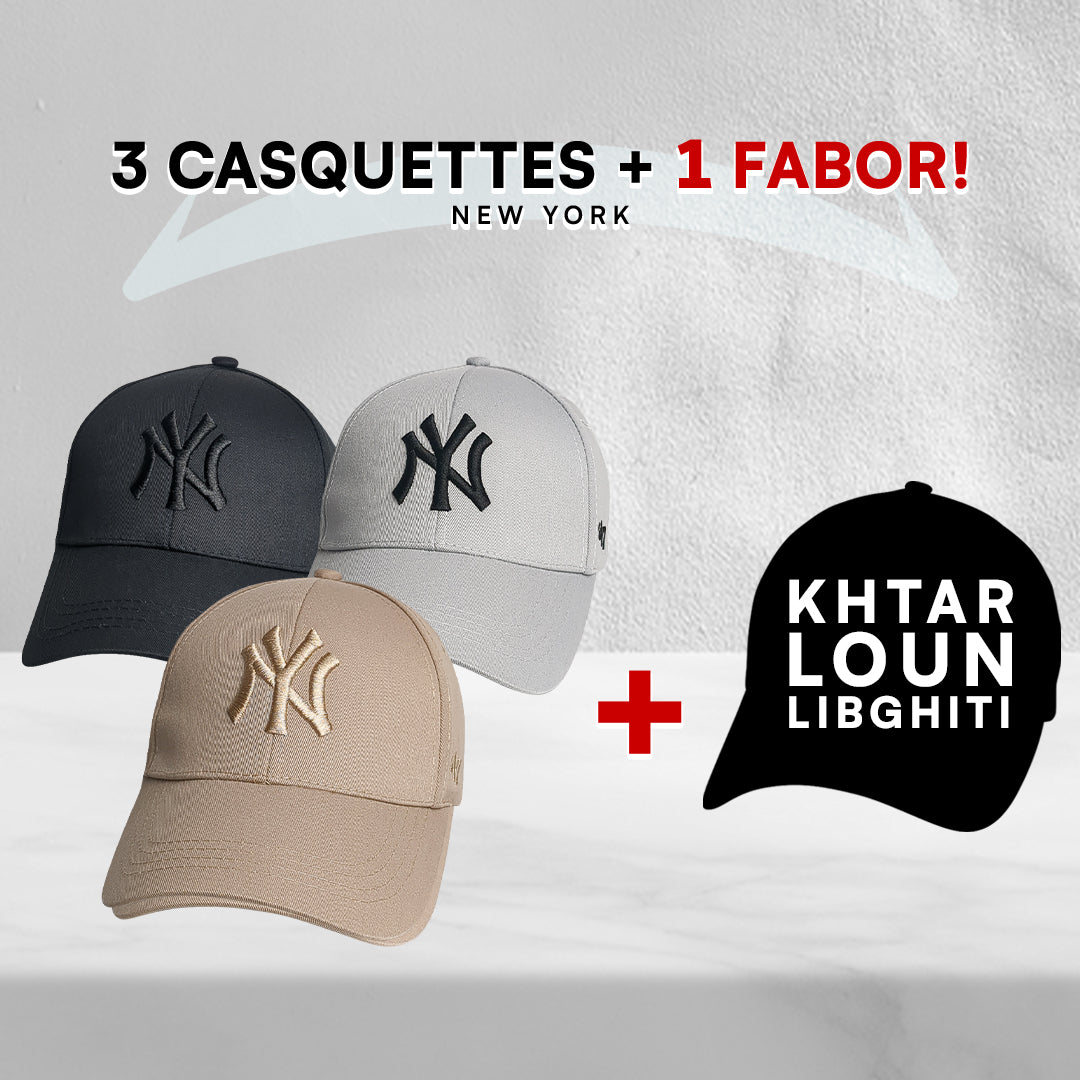 3 Casquettes New York + 1 Fabor !