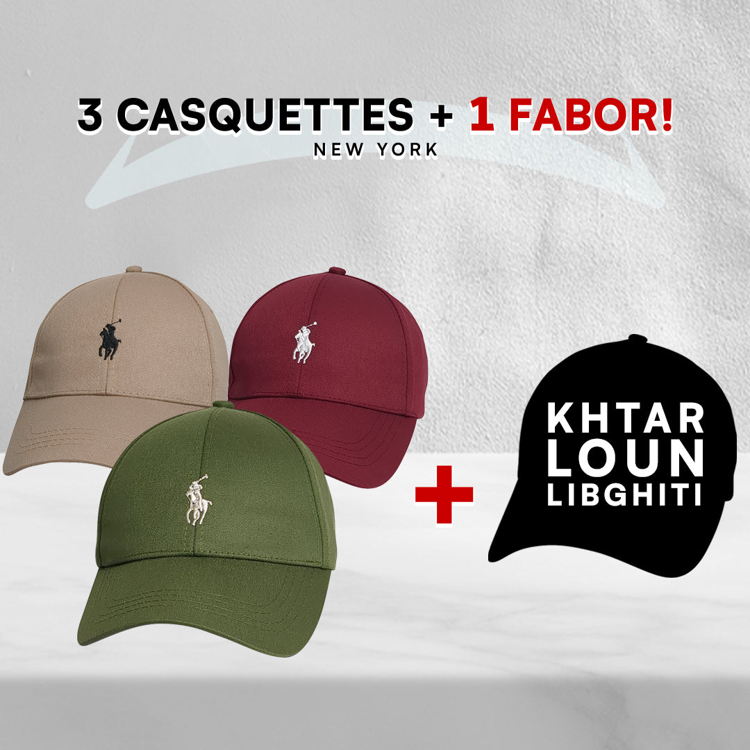 Pack 3 Casquettes Polo + 1 Fabor!