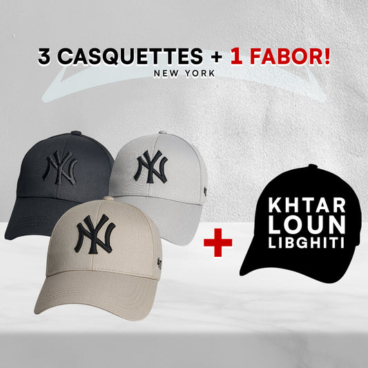 3 Casquettes New York + 1 Fabor !