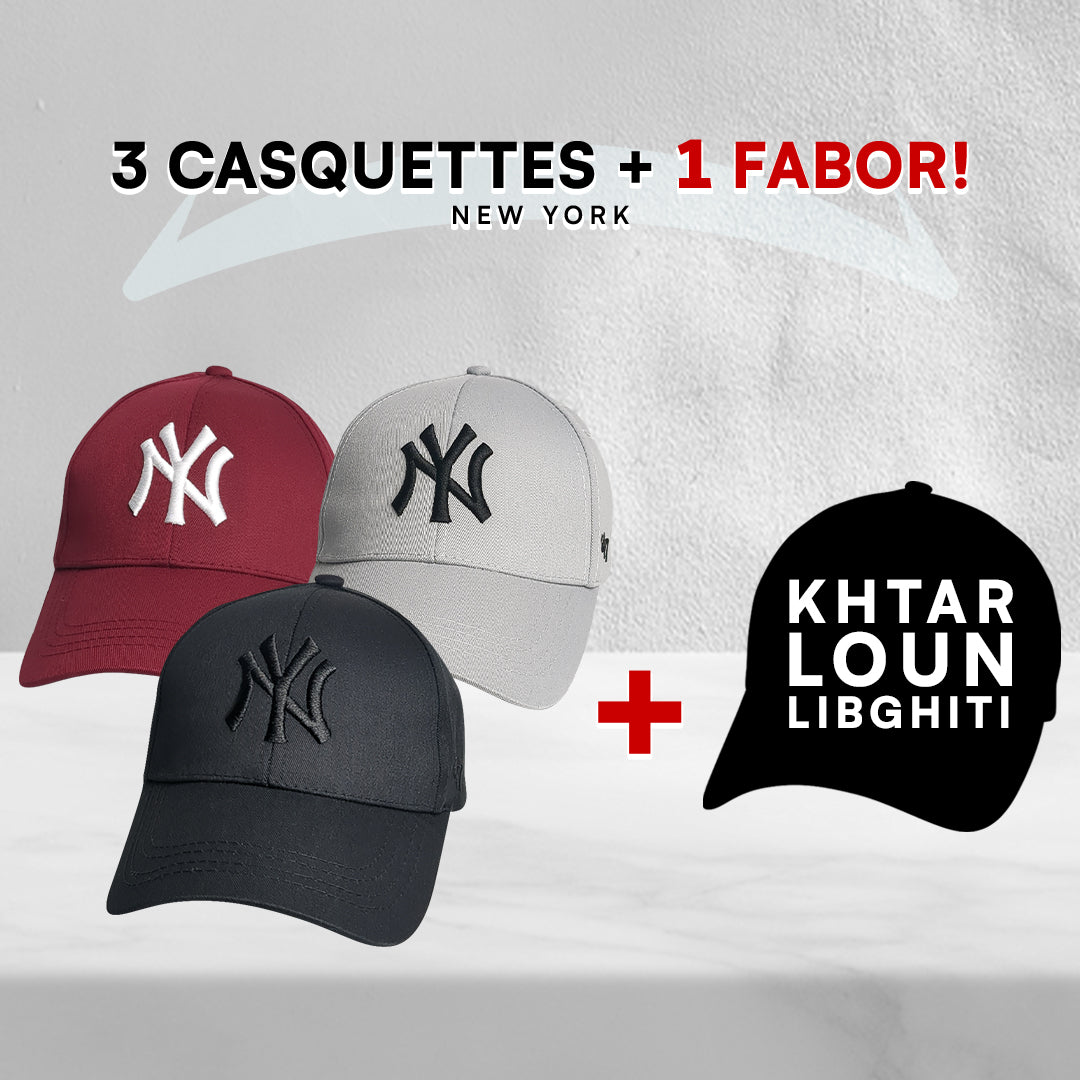 3 Casquettes New York + 1 Fabor !