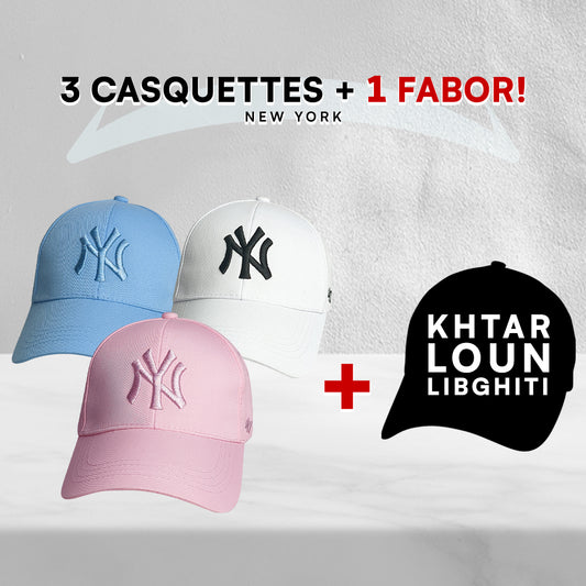 3 Casquettes New York + 1 Fabor !