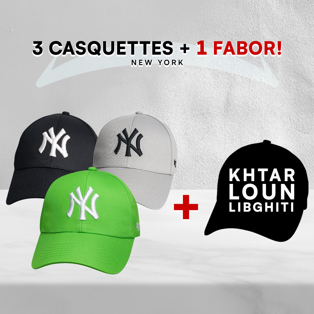 3 Casquettes New York + 1 Fabor !