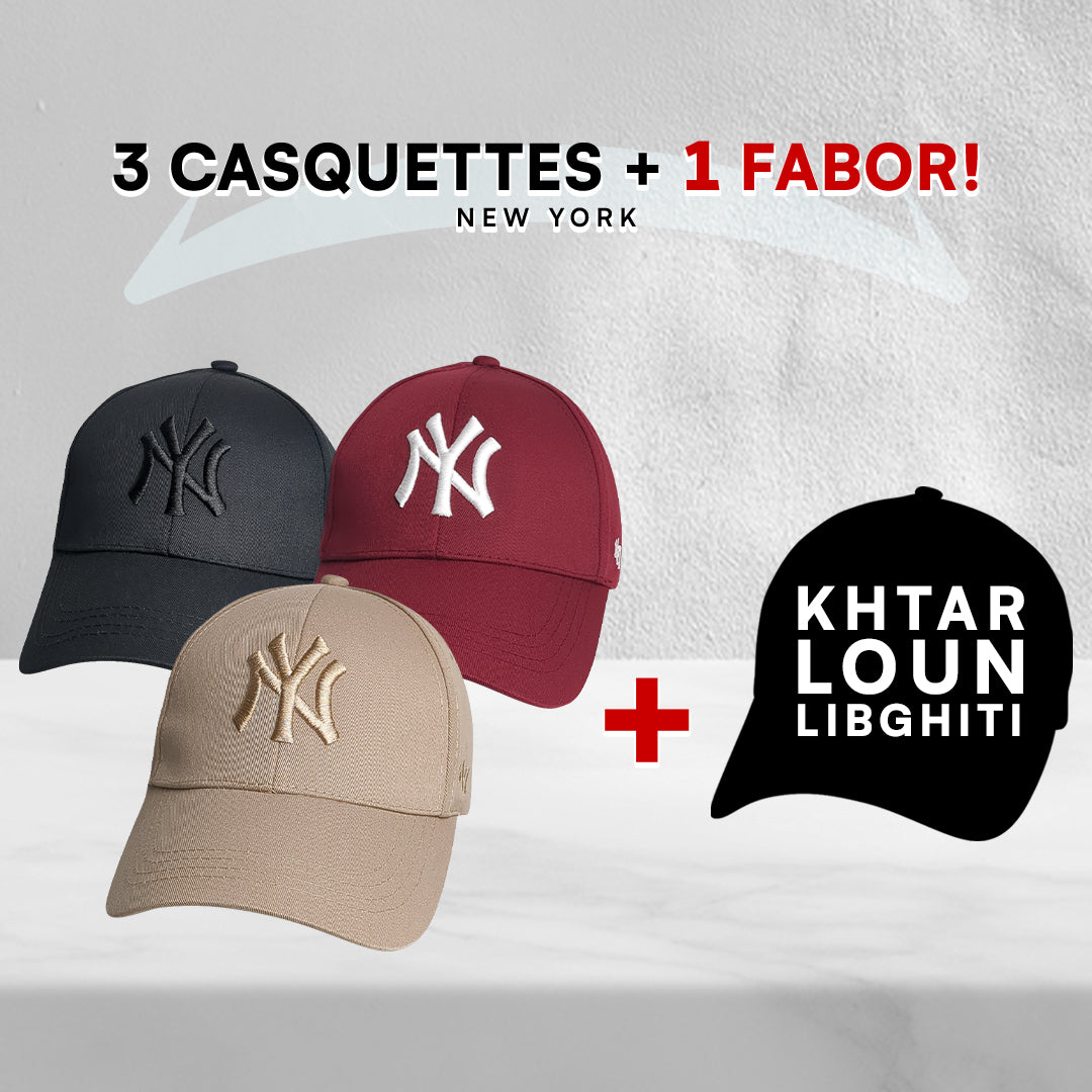 3 Casquettes New York + 1 Fabor !