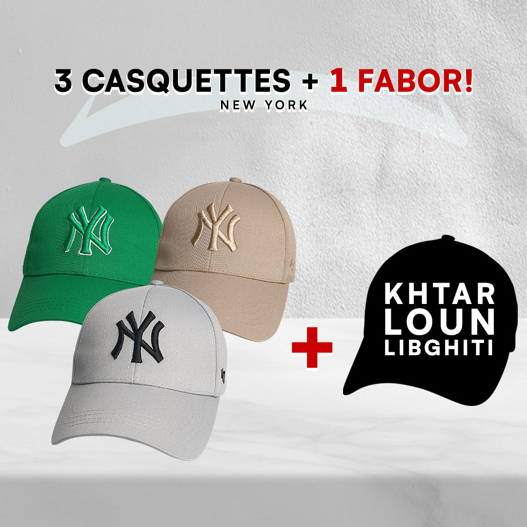 3 Casquettes New York + 1 Fabor !