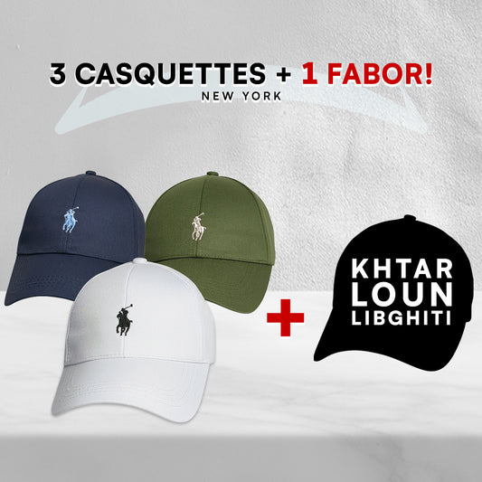 Pack 3 Casquettes Polo + 1 Fabor !