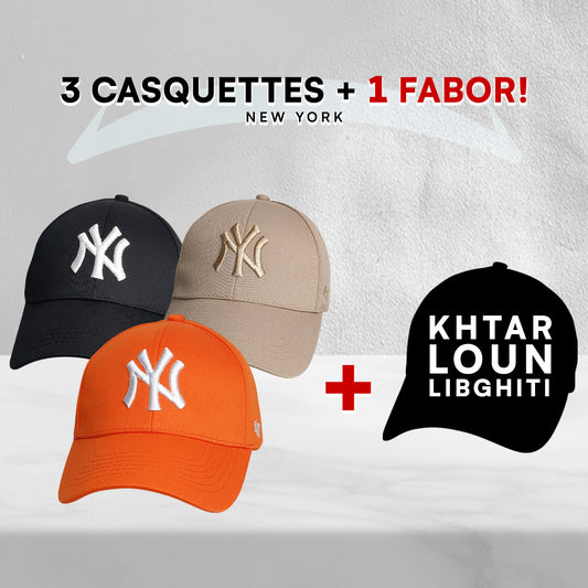 3 Casquettes New York + 1 Fabor !