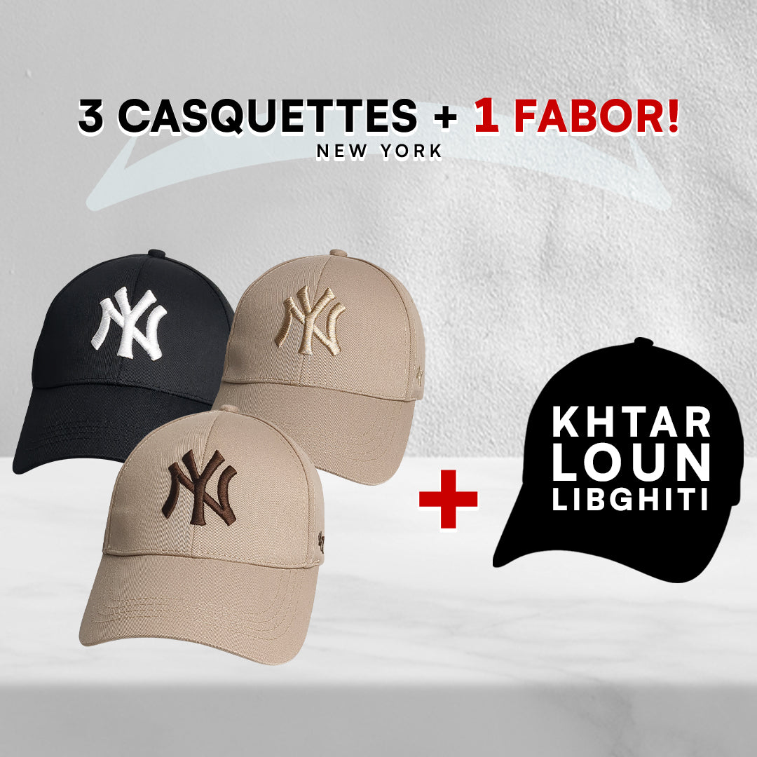 3 Casquettes New York + 1 Fabor !