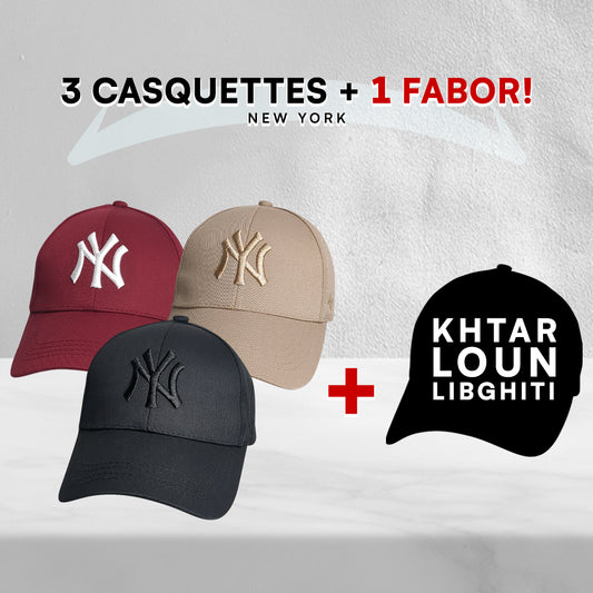 3 Casquettes New York + 1 Fabor !