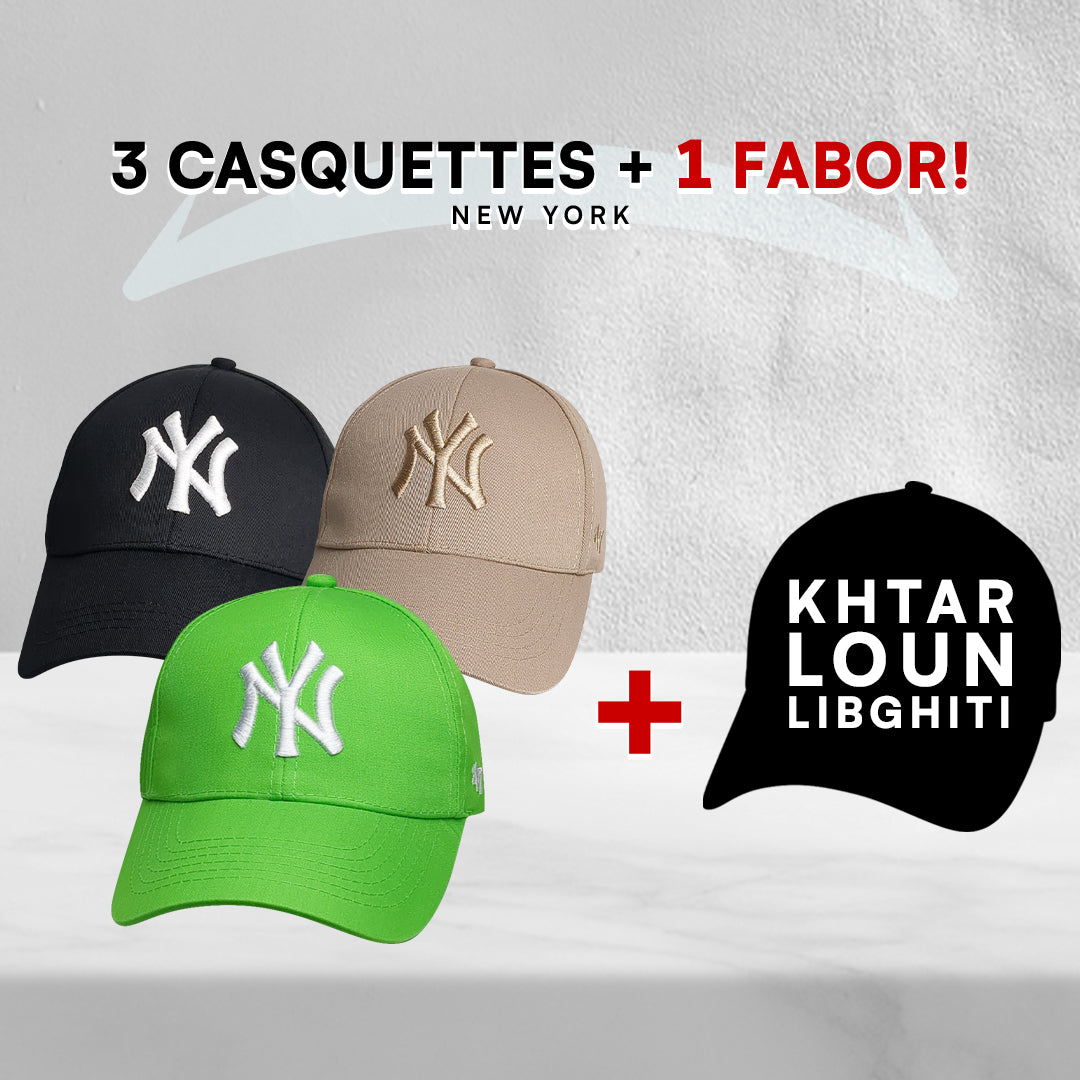 3 Casquettes New York + 1 Fabor !