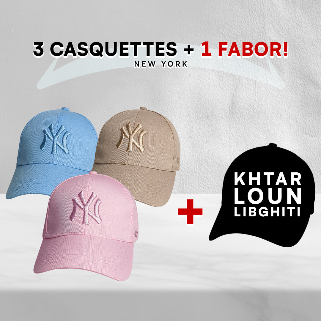 3 Casquettes New York + 1 Fabor !