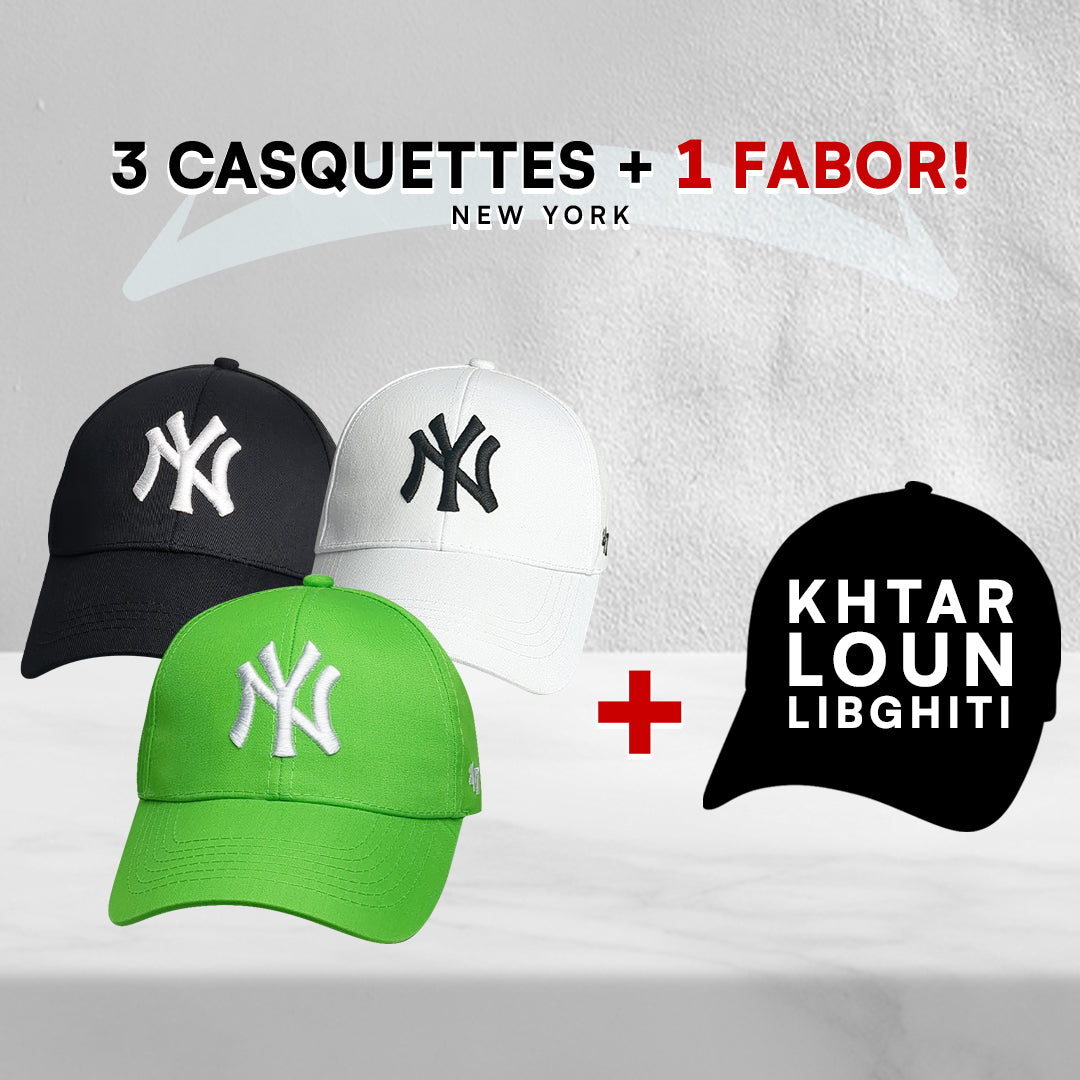 3 Casquettes New York + 1 Fabor !