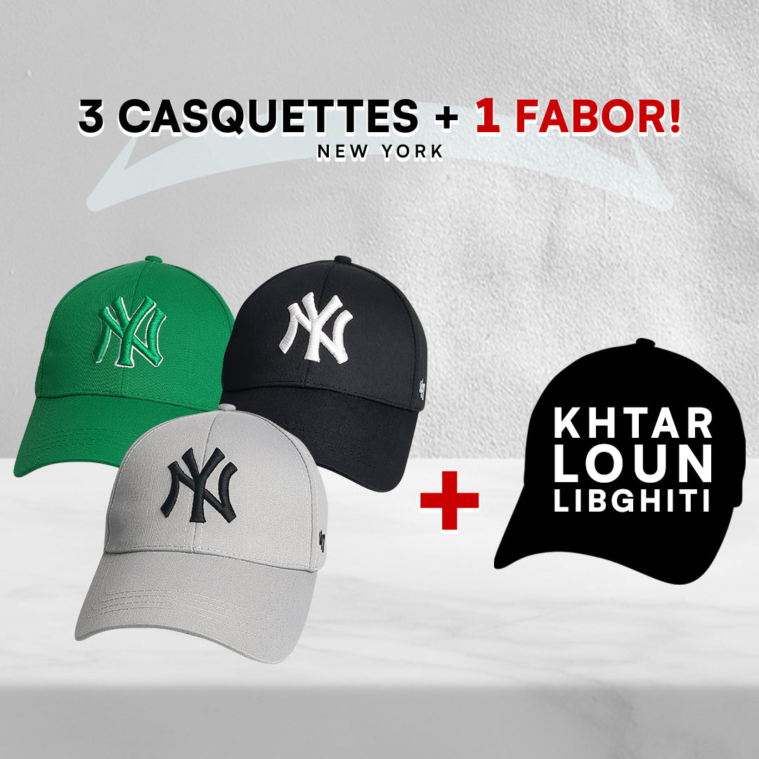3 Casquettes New York + 1 Fabor !
