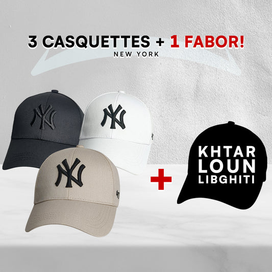 3 Casquettes New York + 1 Fabor !