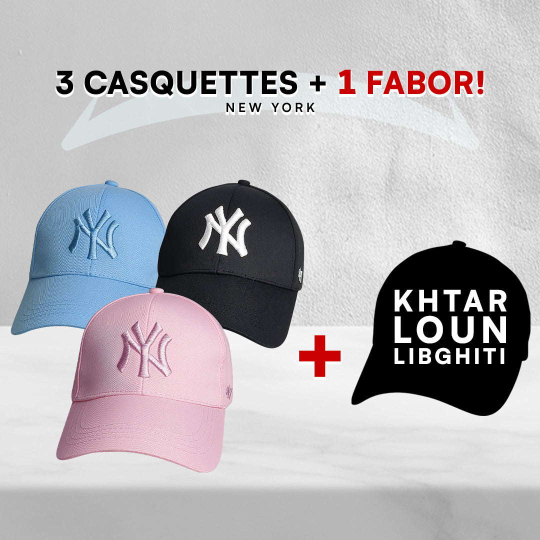 3 Casquettes New York + 1 Fabor !