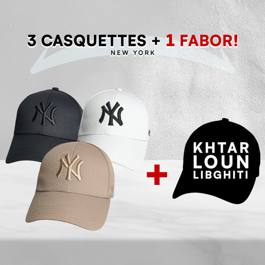 3 Casquettes New York + 1 Fabor !