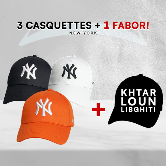 3 Casquettes New York + 1 Fabor !