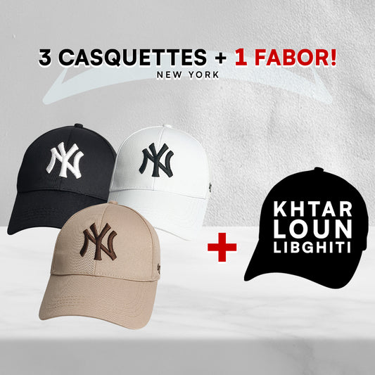 3 Casquettes New York + 1 Fabor !
