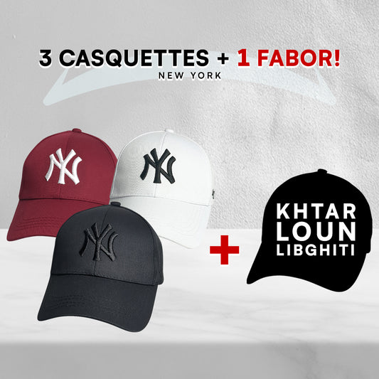 3 Casquettes New York + 1 Fabor !