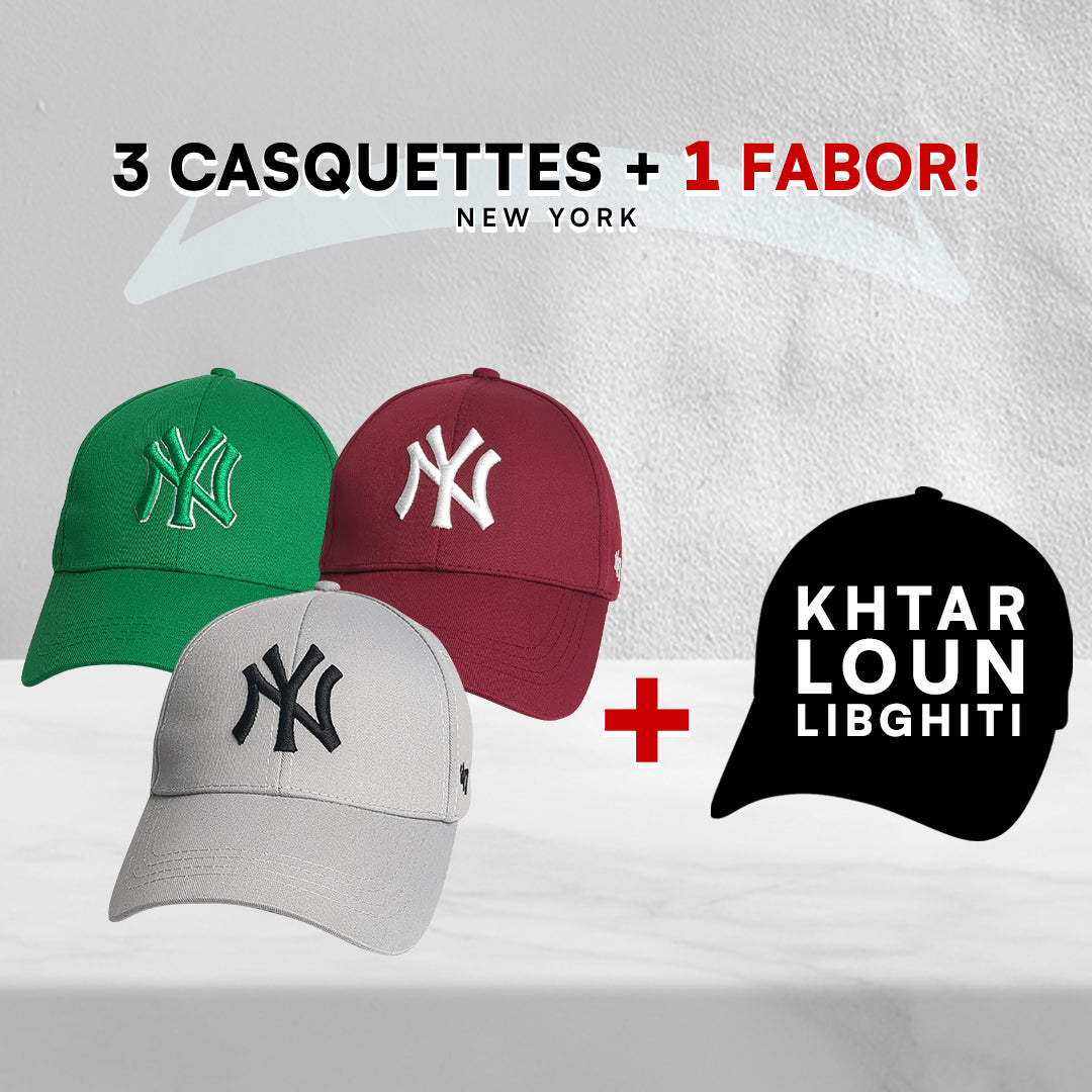 3 Casquettes New York + 1 Fabor !