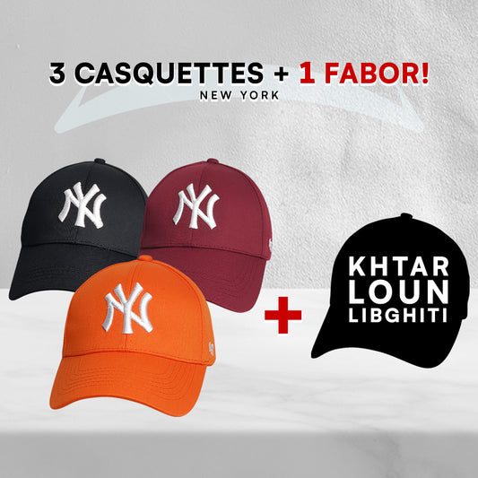 3 Casquettes New York + 1 Fabor !
