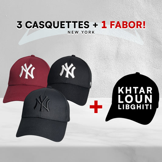 3 Casquettes New York + 1 Fabor !