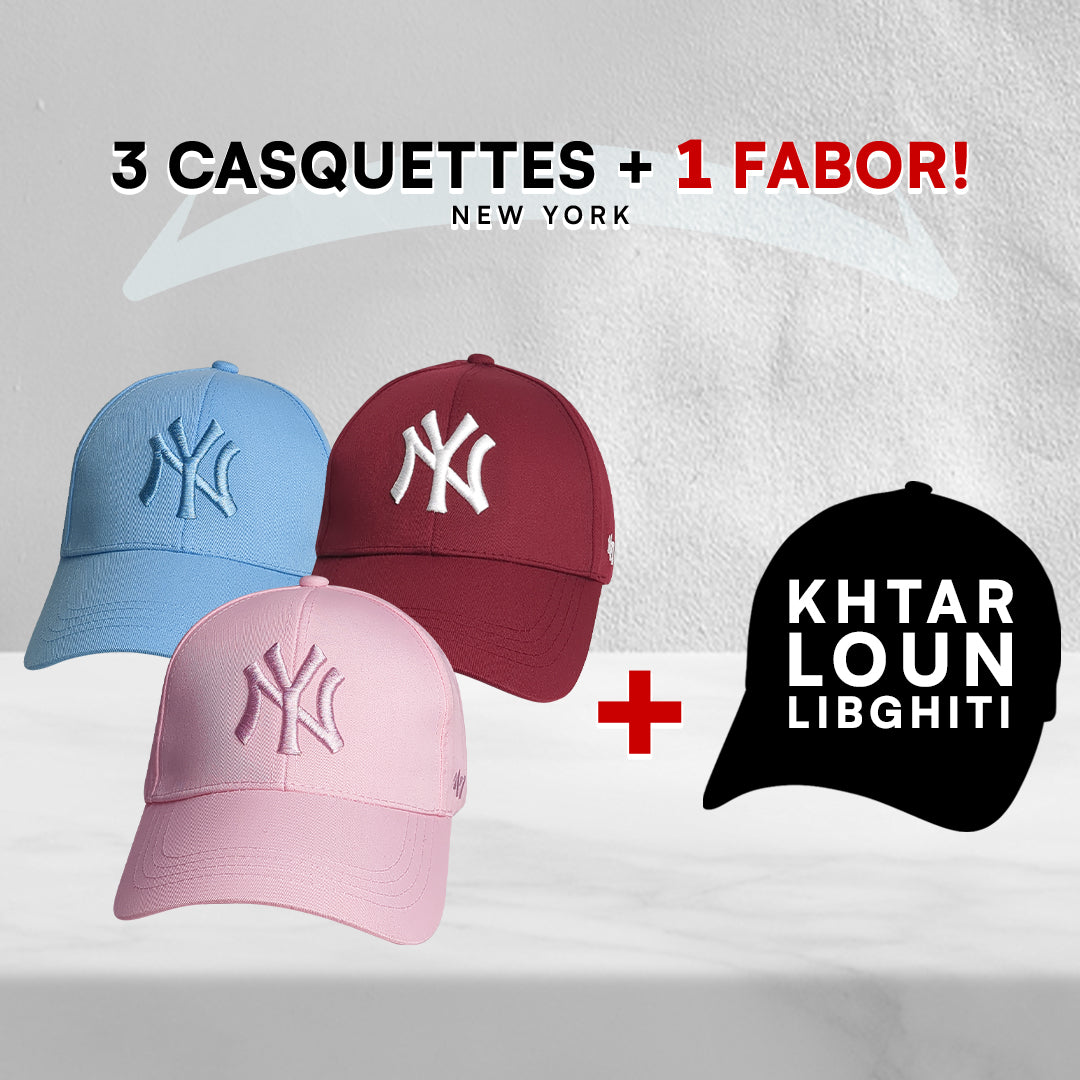 3 Casquettes New York + 1 Fabor !