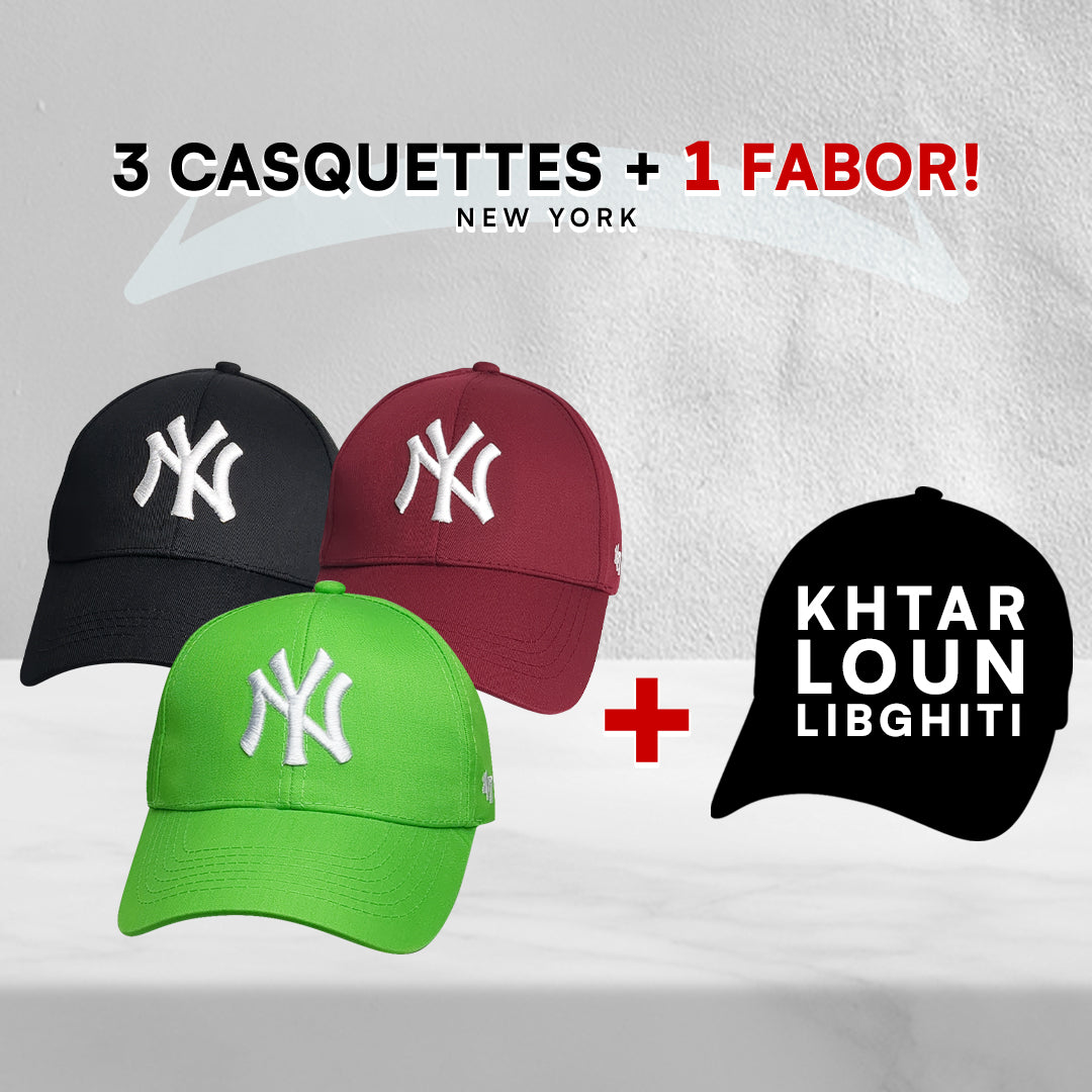 3 Casquettes New York + 1 Fabor !