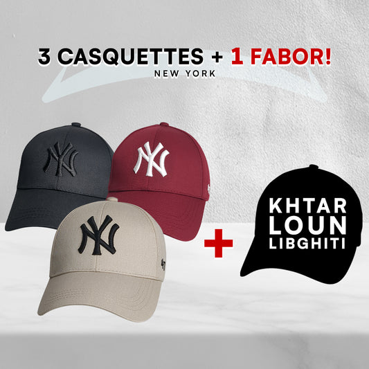 3 Casquettes New York + 1 Fabor !