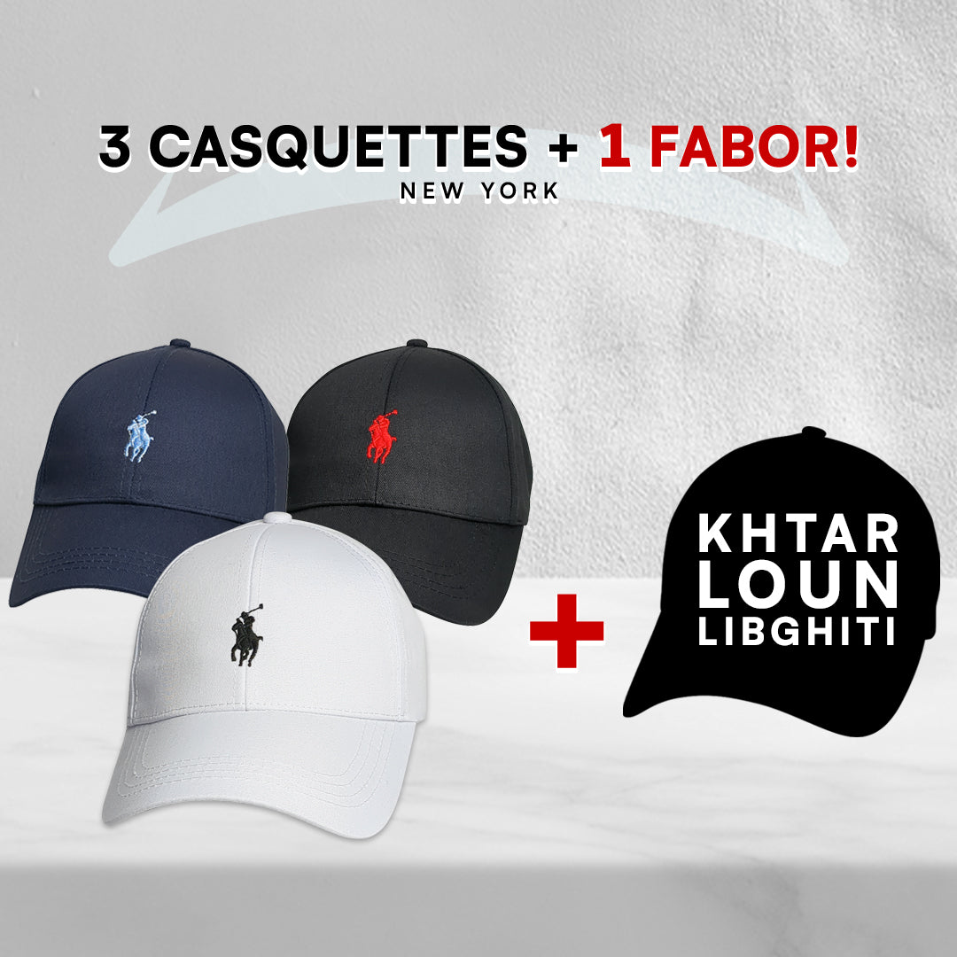 Pack 3 Casquettes Polo + 1 Fabor!