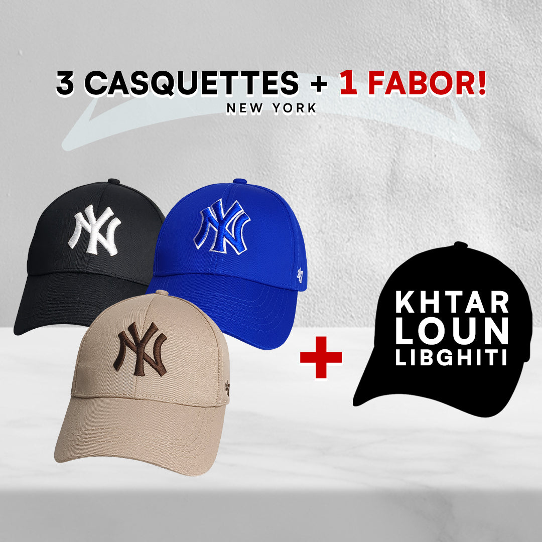3 Casquettes New York + 1 Fabor !