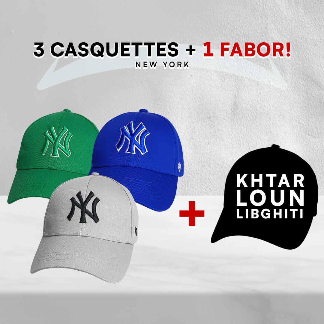 3 Casquettes New York + 1 Fabor !