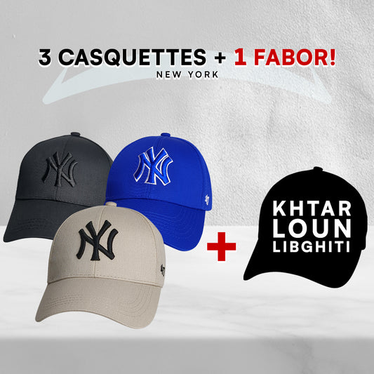 3 Casquettes New York + 1 Fabor !