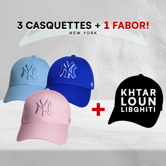 3 Casquettes New York + 1 Fabor !