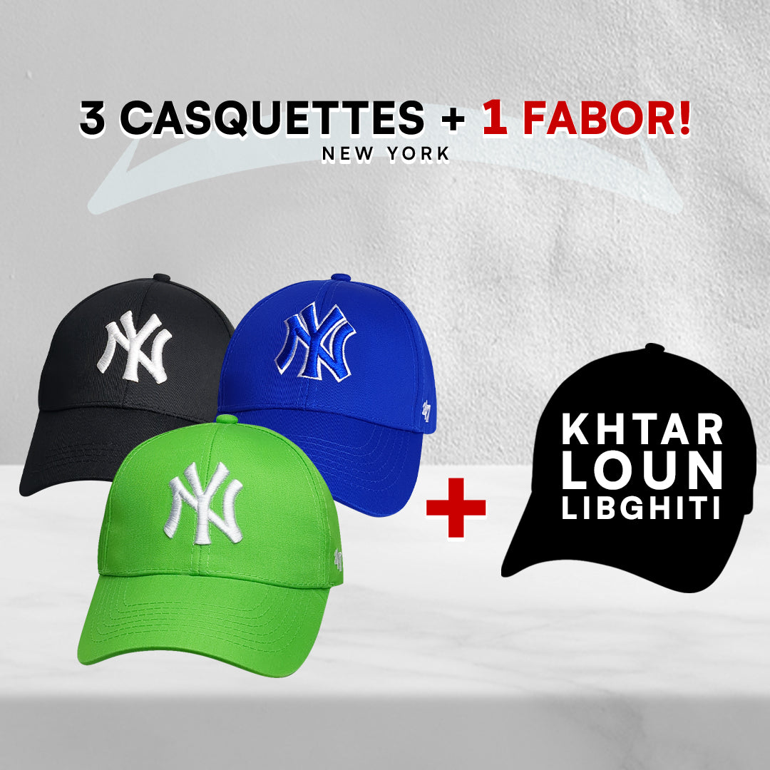 3 Casquettes New York + 1 Fabor !