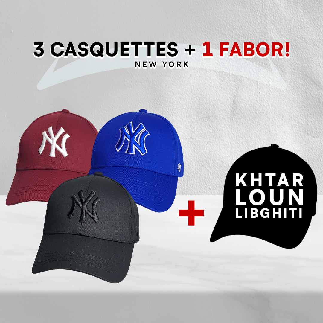 3 Casquettes New York + 1 Fabor !