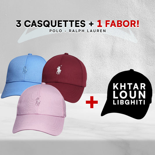 Pack 3 Casquettes Polo + 1 Fabor!