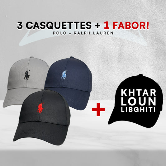 Pack 3 Casquettes Polo + 1 Fabor!