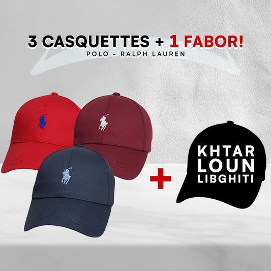 Pack 3 Casquettes Polo + 1 Fabor!