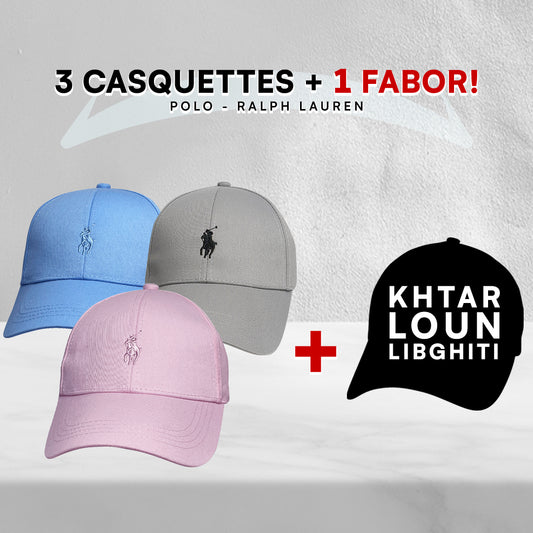 Pack 3 Casquettes Polo + 1 Fabor !