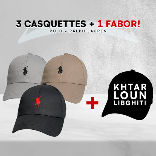 Pack 3 Casquettes Polo + 1 Fabor!