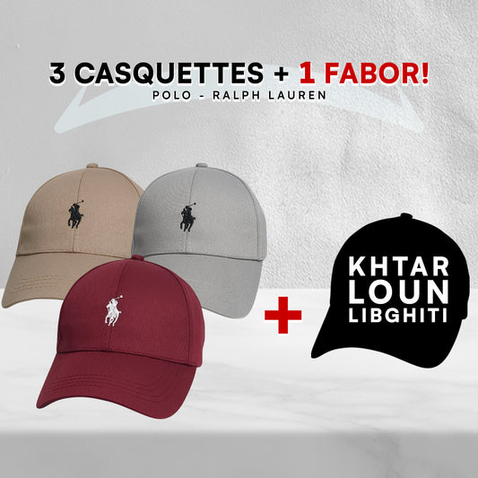 Pack 3 Casquettes Polo + 1 Fabor!