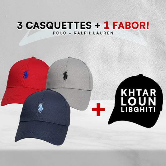 Pack 3 Casquettes Polo + 1 Fabor!