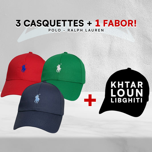 Pack 3 Casquettes Polo + 1 Fabor!
