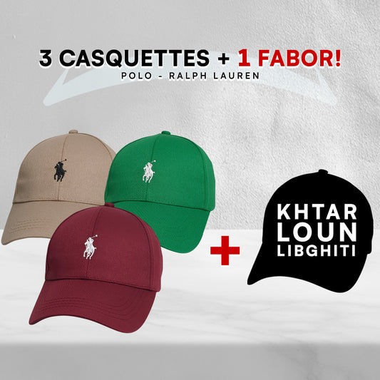 Pack 3 Casquettes Polo + 1 Fabor!